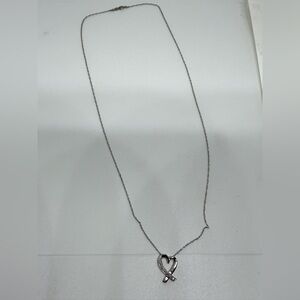 10k White Gold Heart Necklace with Diamonds